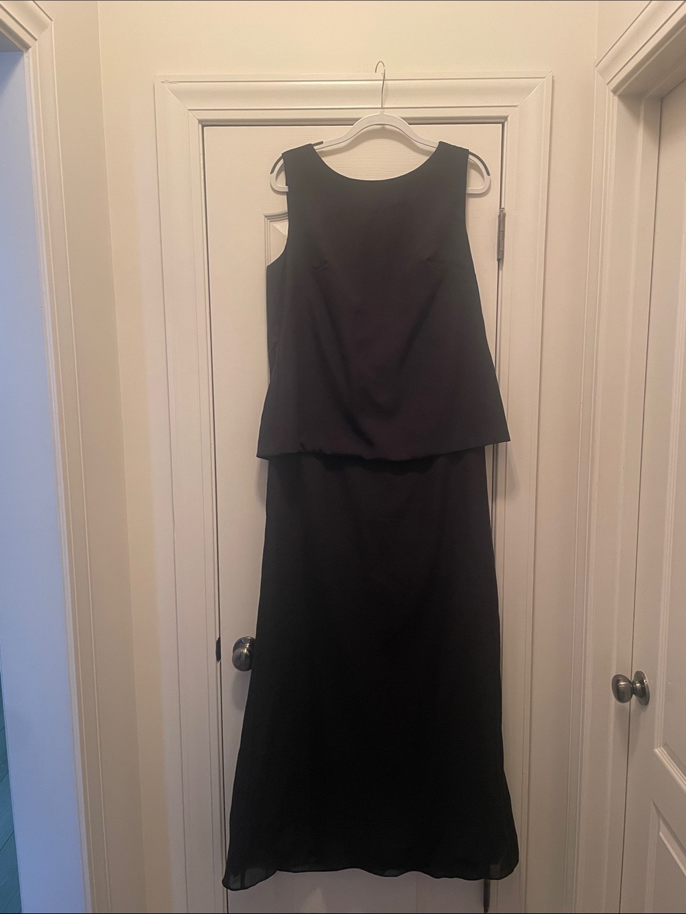 Classic Black Sleeveless Overlay Maxi Dress